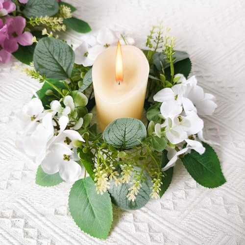 Eukalyptus Kerzenring, 26cm Künstliche Blumen Kerzenkranz, Eukalyptus Kerzenringe Für Stabkerzen, Kerzenhalter Für Hochzeit Tisch Deko (ohne Kerze)