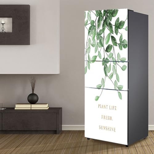 Adesivi per frigorifero decorativi 3d, adesivo per frigorifero che copre completamente la porta del frigorifero copre adesivi murali per decalcomanie da cucina, foglie verdi nordiche natura