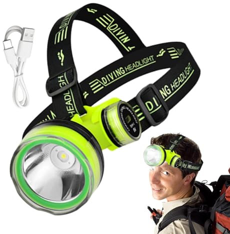 1/2 piezas LED linterna - linterna de cabeza recargable, linterna de cabeza de buceo submarina | 6 x 8 x 9 cm impermeable cabeza LED linterna, de largo alcance buceo, adecuado para acampar pesca
