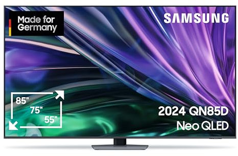 Samsung Neo QLED 4K QN85D UHD Fernseher 75 Zoll (189 cm), NQ 4K AI Gen2 Prozessor, HDR Mini LED TV, AI Upscaling, Smart TV, Dolby Atmos Sound, Gaming Hub, Motion Xcelerator 120Hz, Knox Security