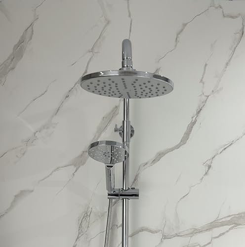 DBS Carrara White Marble Matt 1000mm Wide Shower Panel 1m x 2.4m PVC Bathroom Cladding Wet Wall 10mm