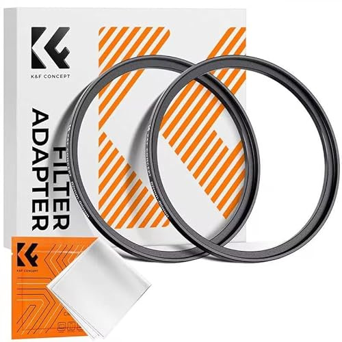 K&F Concept 2 pcs Filtro Anillos 52-58mm,Anillo Adaptador de Filtro Step-UP de Objetivo con Un Paño de Limpieza