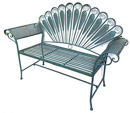 3-teiliges Bistro-Set aus Gusseisen, Terrassenmöbel-Sets für den Außenbereich, Gartenbank für die Terrasse im Park mit Pfauenmuster, für die Veranda im Hinterhof, den Rasen am Pool mit