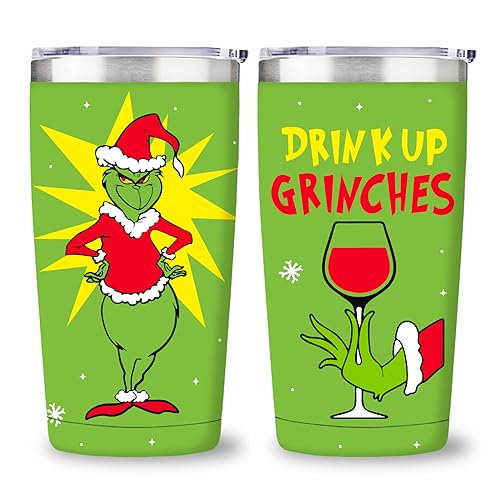Weihnachtsbecher, Lustiger Weihnachts Isolierter Reisebecher für Damen Herren, Weihnachts Kaffeebecher mit Deckel, Weihnachtsbecher hält Getränke kalt und heiß, 600 ml