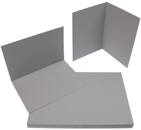 PresentFill® Klappkarten blanko in Schiefer Grau - 25 Faltkarten A6, Klappkarte ideal zum Karten selbst gestalten, beschriften oder bedrucken - passend für C6 Umschläge