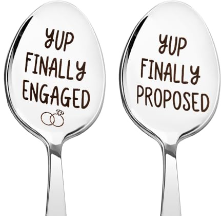 Funny Engagement Gifts for Couples Spoon Fiancee Fiance Gifts for Him Her Newly Engaged Gifts for Couple His and Hers Wedding Gifts for Couples Coffee Tea Spoon Gifts for Coffee Tea Lovers 2pcs
