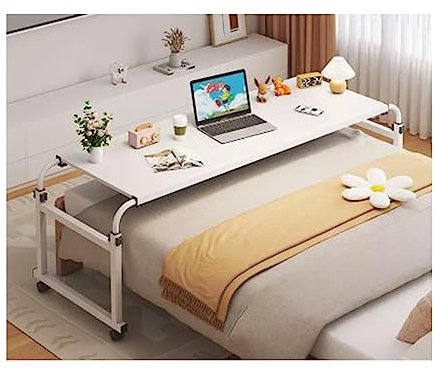 Verstellbarer Beistelltisch mit Rollen für Laptop und Com ter, höhenverstellbarer Stehpult mit Lebensmitteltablett, Rolltisch über dem Bett, Tischständer, Arbeitsplatz