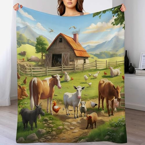 AAPZY Decke Nutztier Decke Tagesdecke - Weiche Flannel Decke Mit Muster Sofadecke - Baumwolldecke Wohndecke Sofaüberwurf Bettüberwurf （130×180cm）