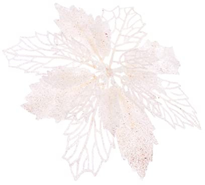 CORHAD Glitzernde Weihnachtsstern Blumen Kunstblumen Hohl Weiß Weihnachtsbaum Anhänger Zum Aufhängen 12 Stück Festlicher Schmuck Für Adventskranz Und Kamin