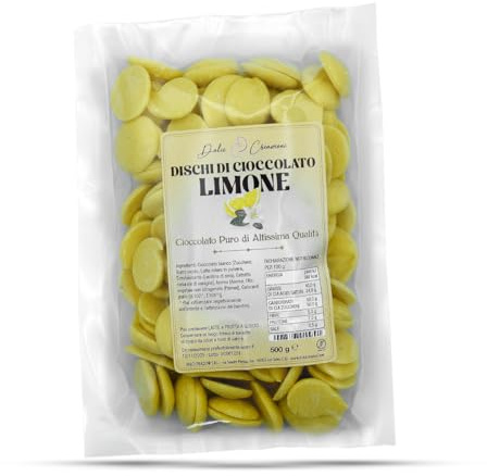 DISCHI CIOCCOLATO PURO - 500 g - DECORAZIONI PER TORTE E DOLCI (LIMONE)