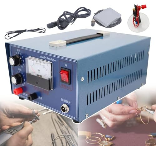 pealiritansemen Soldador por Puntos Eléctrico para Joyería, Kit De Máquina Soldadora por Puntos De Pulso para Joyería De 50 A, Ajuste De Corriente De 0,5 A 50 A, Máquina De Soldadura por Pulsos