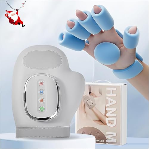 Handmassagegerät Elektrisch mit Wärme und Kompression, 3 Massagemodi, 3 Temperaturregelungsoptionen, 5 Kompressionsmodi, Kabelloses Tragbares Finger Massagegerät, Handmassage Kann Taube Finger Lindern