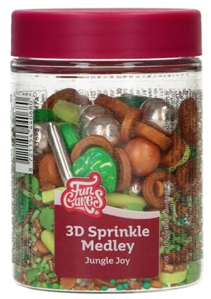 FunCakes 3D Sprinkle Medley Zuckerstreusel, Jungle Joy, 70 g | Guter Geschmack, Perfekt zum Dekorieren von Torten, Kuchen, Cupcakes und andere Leckereien, Sprinkle Streusel Mix