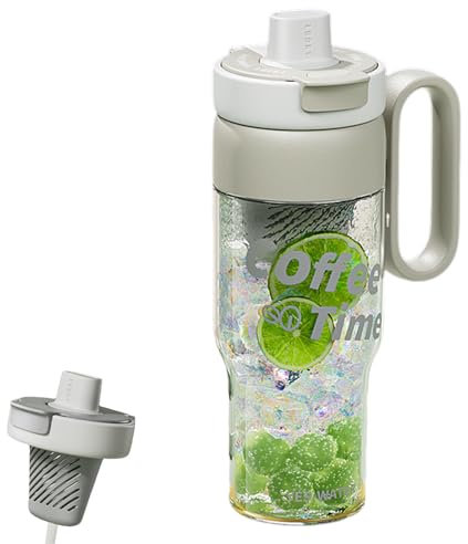 Generico Borraccia Sportiva | 850ml Bottiglia Termica con Scomparto per Infusi | Tazza da Viaggio con Manico e Cannuccia per The Freddo Palestra Escursioni Scuola