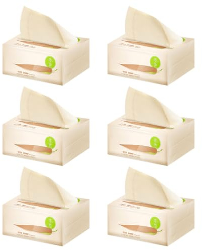 IWOWHERO 6packs Bamboo Paper Towels Natural Tissue Paper Unbleached for Hotel Bar Restaurant