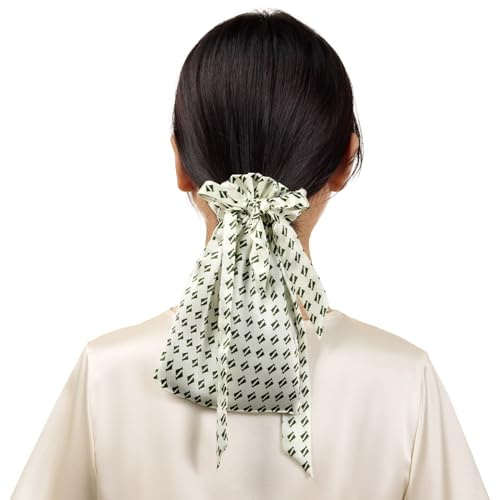 LILYSILK 100% Maulbeerseide Haargummis 2er Set Damen Reine Seiden Haarbänder Mit Aufbewahrungsbeutel Haarpflege,Grafikdruck