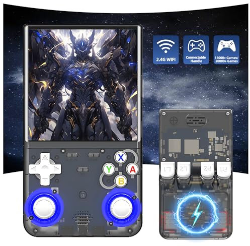 R36 Ultra Consola de Juegos de Mano Retro,15000+ Juegos,25 Emulator,Pantalla HD IPS OCA de 4″ Consola de Juegos portátil,Sistema Linux de Código Abierto,Soporta WiFi & Conexión de Mando (Negro-64G)