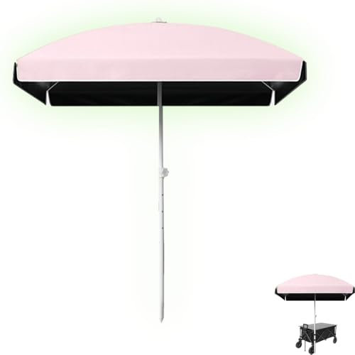 Parasol de jardin rectangulaire de 160 cm, parasol de plage portable pour extérieur, marché, parasol de pluie, idéal pour terrasse, piscine et camping (couleur abricot), rose, Taille unique