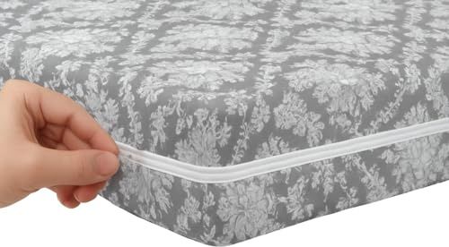 Floral Pint Zipped Mattress Protector Cover – Bed Bug Mattress Cover Protector Mattress Encasement Zipped Breathable Dustproof Anti-Allergy Total Enclosure for Full Protection (Double)