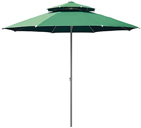 Parasol de jardin double rond amovible pour plage, terrasse, cour, terrasse - Vert - Protection UV - Auvent imperméable