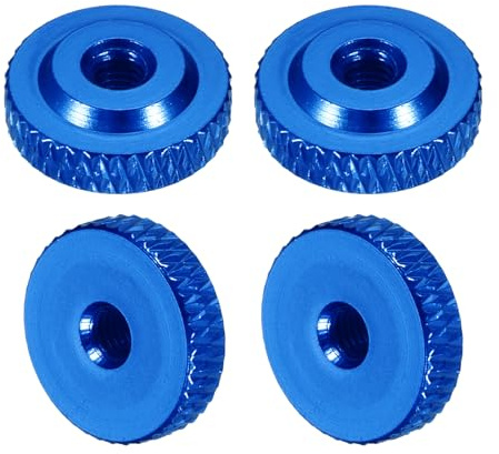 sourcing map 4 Stück gerändelte Rändelmuttern, M4 x 14 mm x 5 mm, weibliche Schulter, Aluminium, flach, Durchgangsloch, Verriegelungsmuttern, Griffknopfverschlüsse für 3D-Drucker-Teile, Maschine, DIY