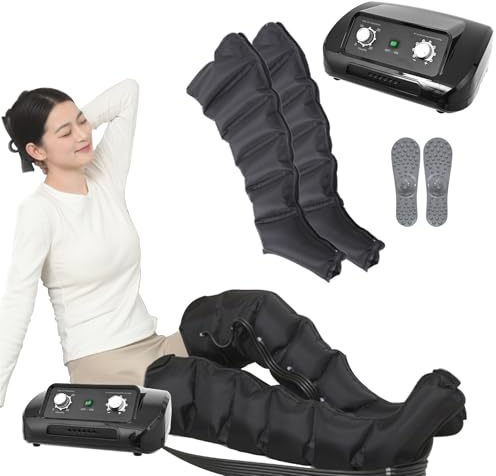 Miuxe Botas de presoterapia piernas y Abdomen, Maquina presoterapia para casa Abdomen y piernas | Aparato de presoterapia Profesional Cuerpo Completo 6 camaras | 8 Intensidades Masajeador De Piernas