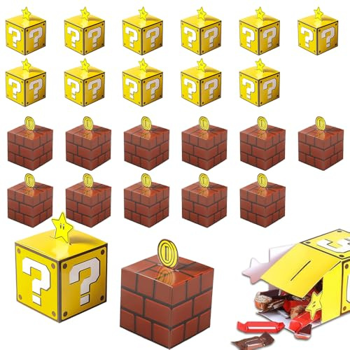 SGZIOO 24 stycken Mario presentbox födelsedag, 10 x 10 cm presentask liten, presentlådeset, presentförpackning låda, presentlåda, presentförpackning för fest barn födelsedagar, bröllop