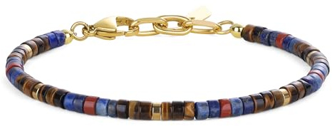 COAI Herrarmband naturstenar, halvädelstenar Heishi-pärlarmband, 19+3cm, Sten, Lapis Lazuli Jasper Lapis lazuli Tigerns öga Jaspis