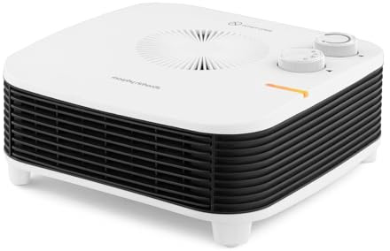 Morphy Richards HeatFlux 2000W Flat Fan Heater, 20m2, Adjustable Thermostat, Lightweight, Compact, Portable, Low Noise, Wide Angle Heat Output, Overheat Protection, White, 825100