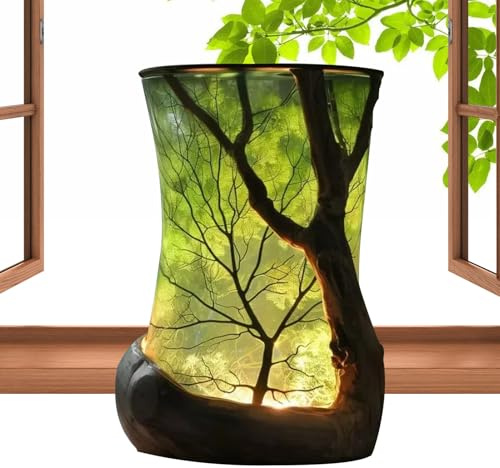 Générique Lampada da Tavolo Decorativa - Lampada Naturale Albero per Camera da Letto Luce d'Ambiente | Illuminazione Ambiente a Batterie per Camera Soggiorno Ufficio - Regalo Compleanno Casa Nuovo
