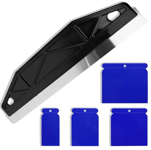 5PCS Paint Trim Guard,12in Cutting in Tools for Painting Guard,Stainless Steel Paint Shield with 4 Pcs Plastic Scrapers, Carpet Paint Cutting in Tools,Paint Trim Guard for Painting,Wallpaper Cutting