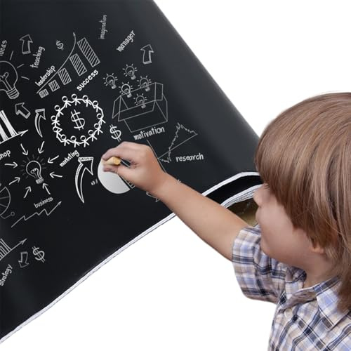 Magnetische Kreidetafel-Wandaufkleber, 200 x 45 cm, selbstklebendes Tafel-Kontaktpapier mit Kreidemarkern und Radiergummi, beschreibbare, löschbare, schneidbare Vinyltafel für Kinderzimmer, Zuhause