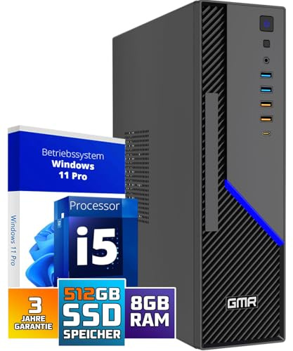 GMR Ultra SFF i5 Office PC - Business Office Computer | 3 Jahre Garantie | 8 GB RAM | 512GB SSD M.2 | USB 3 | Windows 11 Pro | WiFi-Bluetooth