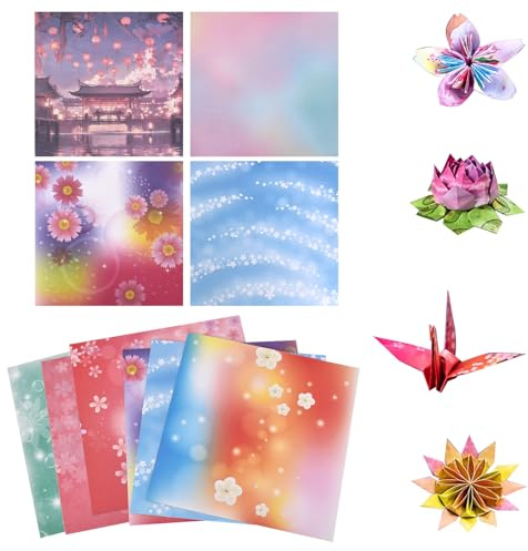 200 Sheets Origami Paper, 15 x 15 cm, Double-Sided Coloured Origami Paper, Origami Sheets Printed with 12 Different Patterns, for Crafts and Craft Projects