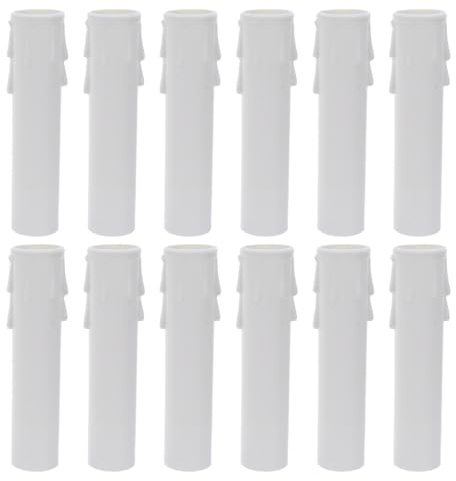 ABOOFAN 12 Fundas Para Portalámparas E14 De Plástico Beige 4.13X0.90X0.86In Fundas Antigoteo Para Candelabros Vintage Cubiertas Para Velas Y Lámparas De Araña