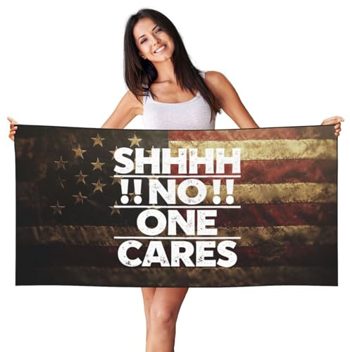 Ekkolikeit Quick Dry Beach Towel Shhhh No One Cares for Swimming Pool Sports Camping Gym Yoga 27.5 x 55 Inch Vacation Women Men