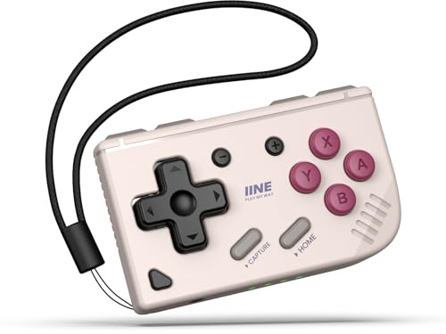 IINE Mini Retro Game Controller, Pocket-Size Wireless Mini Game Controller with Keychain Design, Portable Travel Controller for Mobile & PC Gaming (Grey)