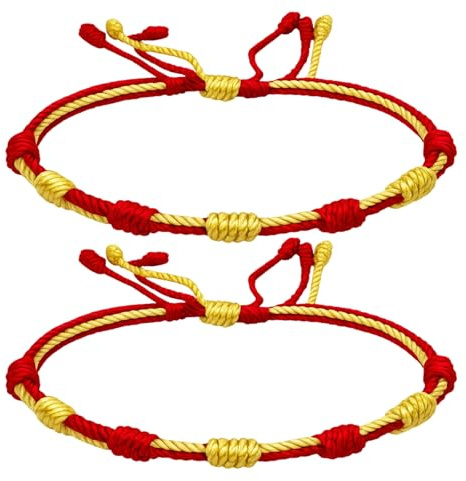 cotigo Pack 2 Pulseras Bandera España Rojo y Amarillo Ajustables – Pulsera Nudo Corredizo de Cordón Unisex Hombre Mujer, Pulsera Española Patriótica, Regalo Orgullo Español (Bandera España 2)