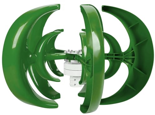 Hyuduo Kit Generatore Eolico Ad Asse Verticale da 1200 W, Ibrido in Acciaio Legato e Plastica per Energia Eolica Solare, Design a Lanterna a 5 Pale da 12 V per Cabine di/Cover Mobili (12V)