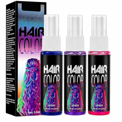 LINKKNOB Washable Hair Colour Spray 3 Colours | Temporary Hair Dye Spray for Kids and Adults | Pink Blue PurpleHair Colour for Party Cosplay Halloween