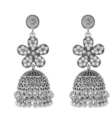 Einzigartige böhmische Ohrringe mit funkelnden Strasssteinen, Blumenquasten, Glöckchen, für Frauenpartys und Veranstaltungen Blumenrhinestonequasten, Glöckchen, Legierungsstruktur, zu