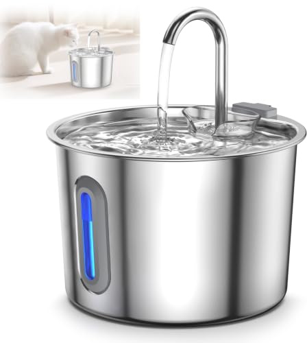 Cat Water Fountain for Drinking, Advanced 304 Stainless Steel 2.2L/74oz with Detachable Tank, Easy to Clean, Automatic Pet Fountain Cats Water Dispenser, Auto Kitty Watering Supplies, Dogs