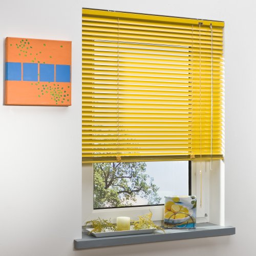 Liedeco Jalousie aus Aluminium Sonnen-Gelb, Jalousie für Fenster und Tür B 160 cm x L 160 cm
