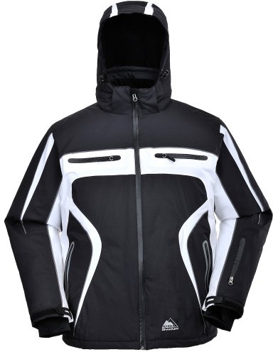 Cox Swain Titanium Herren Ski-/Snowboard Funktionsjacke Finley RECCO 15.000mm, Colour: Black/White - red Zipper, Size: S