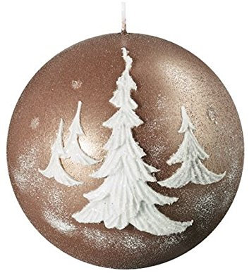 Weihnachtskerzen Kugelkerze Winterwald Farbe Nougat Ø 10 cm, Adventskerze