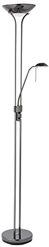 Betta Lighting Mother and Child Uplighter Floor Lamp with Reading Light – Black Chrome with Adjustable Reading lamp - Standing Uplighter for Living Room, Bedroom, Dining Room – G9 33W and R7s 230W