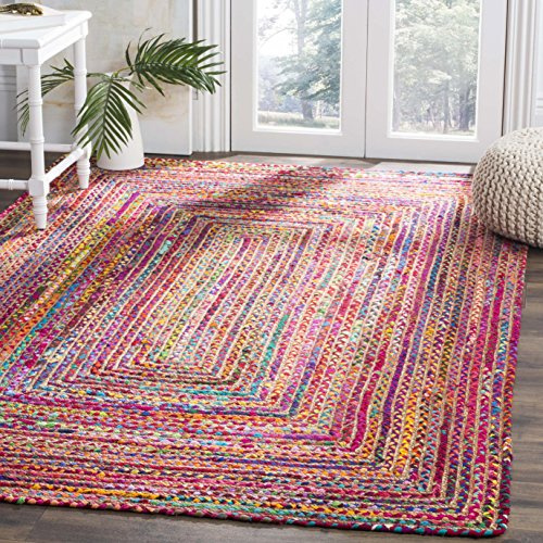SAFAVIEH Area Rug 3x5 - Cape Cod Collection - Red & Multi, Handmade Jute & Cotton, Woven Braided Design (CAP202A)