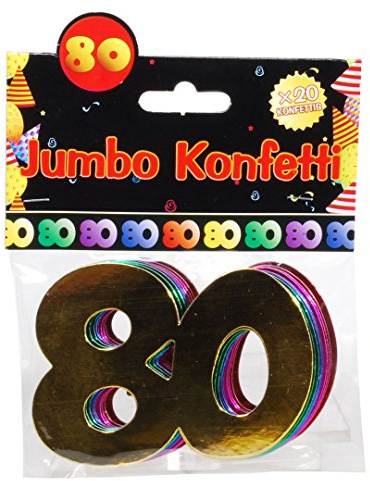 Jumbo Zahlen Konfetti 80 Geburtstag Dekoration Party Tischdeko bunt