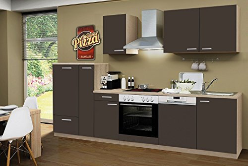 idealShopping GmbH Küchenblock ohne Elektrogeräte Classic 300 cm in lava matt (Geschirrspüler geeignet)