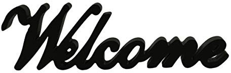 CVHOMEDECO. Matt Black Wooden Words Sign Free Standing Welcome Desk/Table/Shelf/Home Wall/Office Decoration Art, 14.5 x 4.25 x 1 Inch